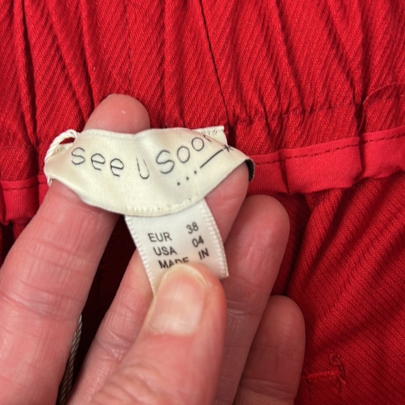 See You Soon Super Cute Red Paper Bag Shorts - Picture 3 of 9